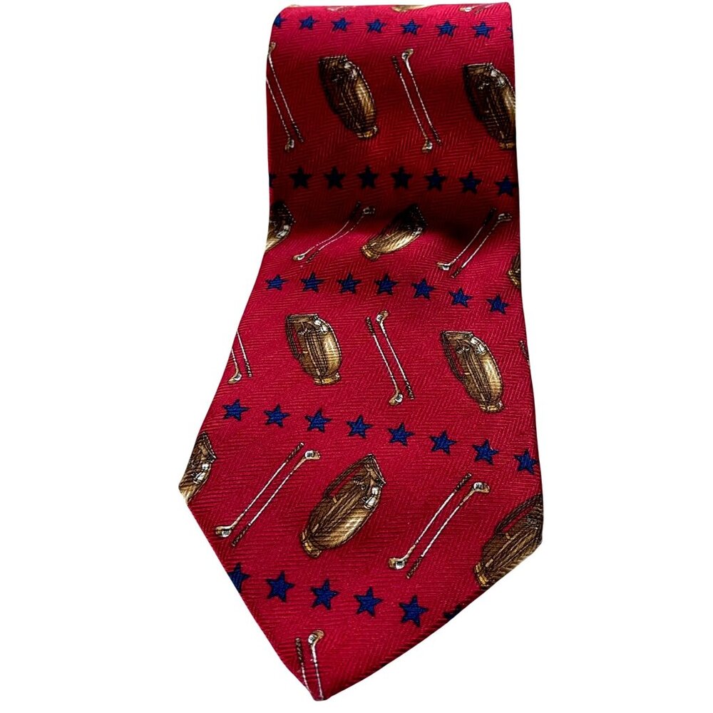Tommy Hilfiger Silk Golf Tie 100% Silk Made In Italy
